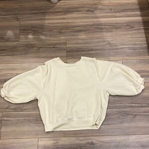 aerie light yellow Puff-Sleeve Crewneck Sweater
